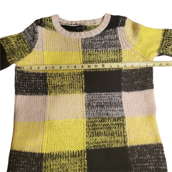 Women's Topshop Crew Neck Pullover Colorblock Sweater Sz US 4 Yellow Black Beige - Picture 8 of 12